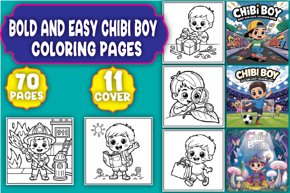 Chibi Boy Bold and Easy Coloring Pages