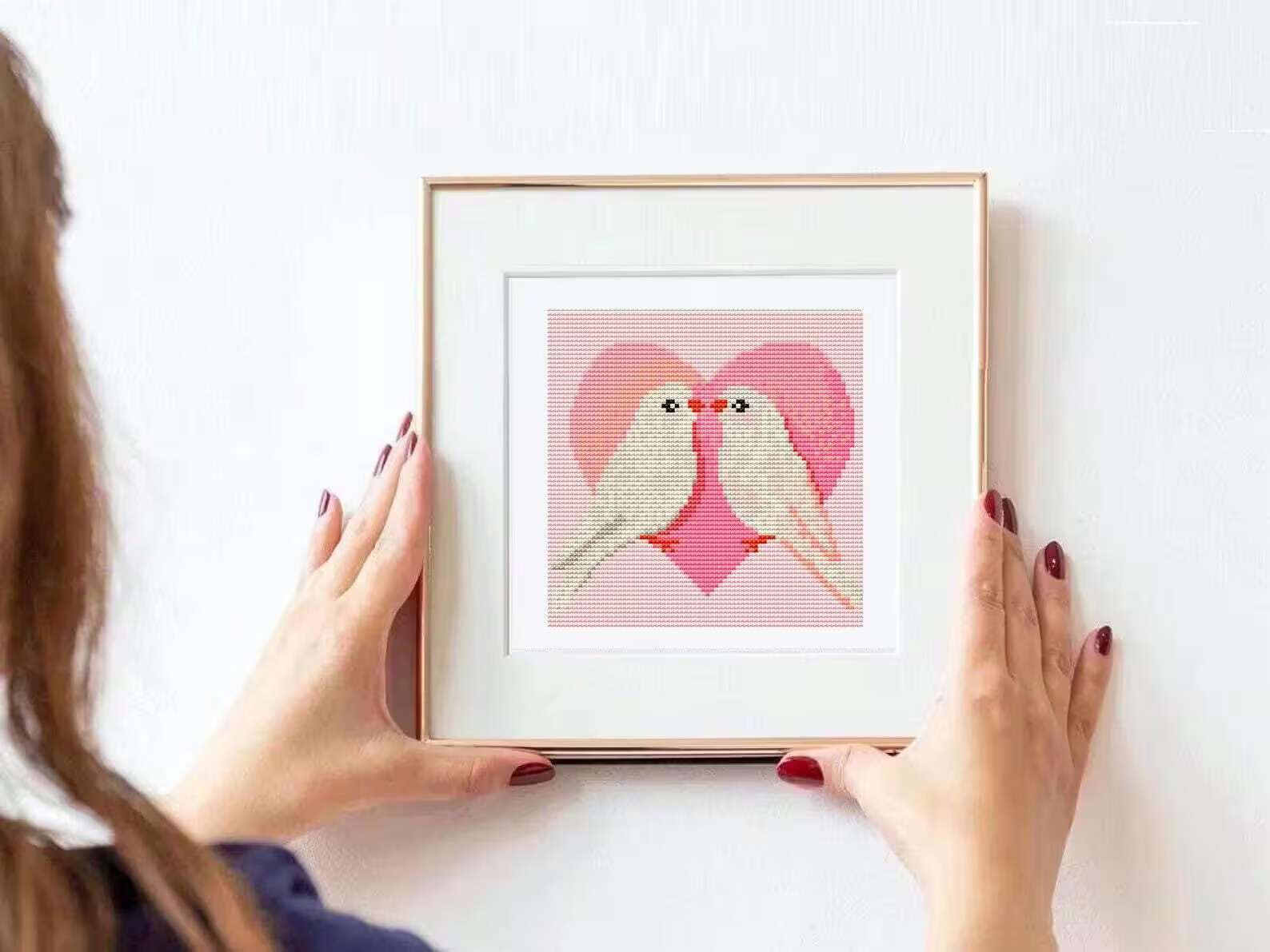 Cute Love Birds Heart Cross Stitch Patte
