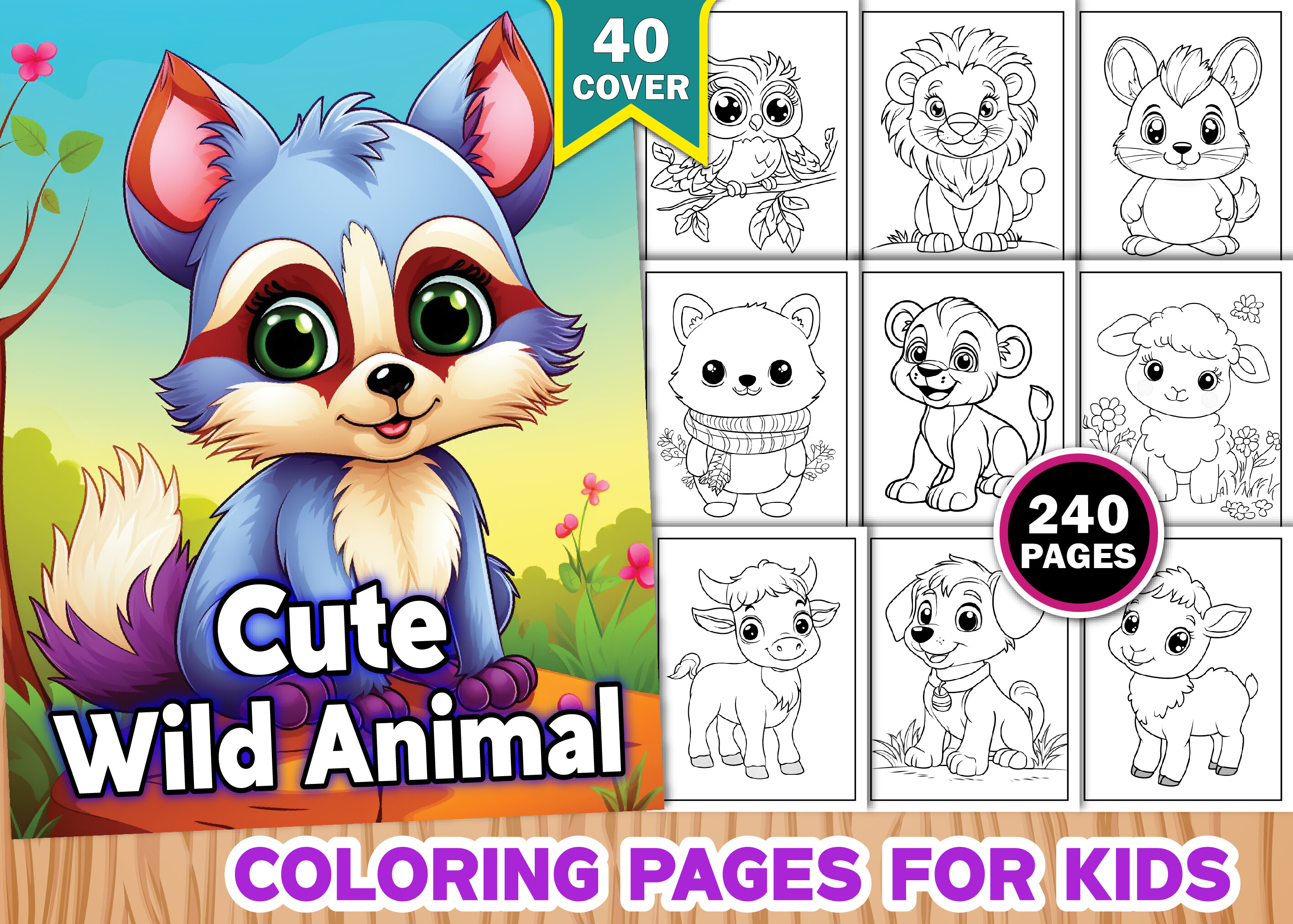 Cute Wild Animal Coloring Pages for Kids Graphic by PLAY ZONE ...