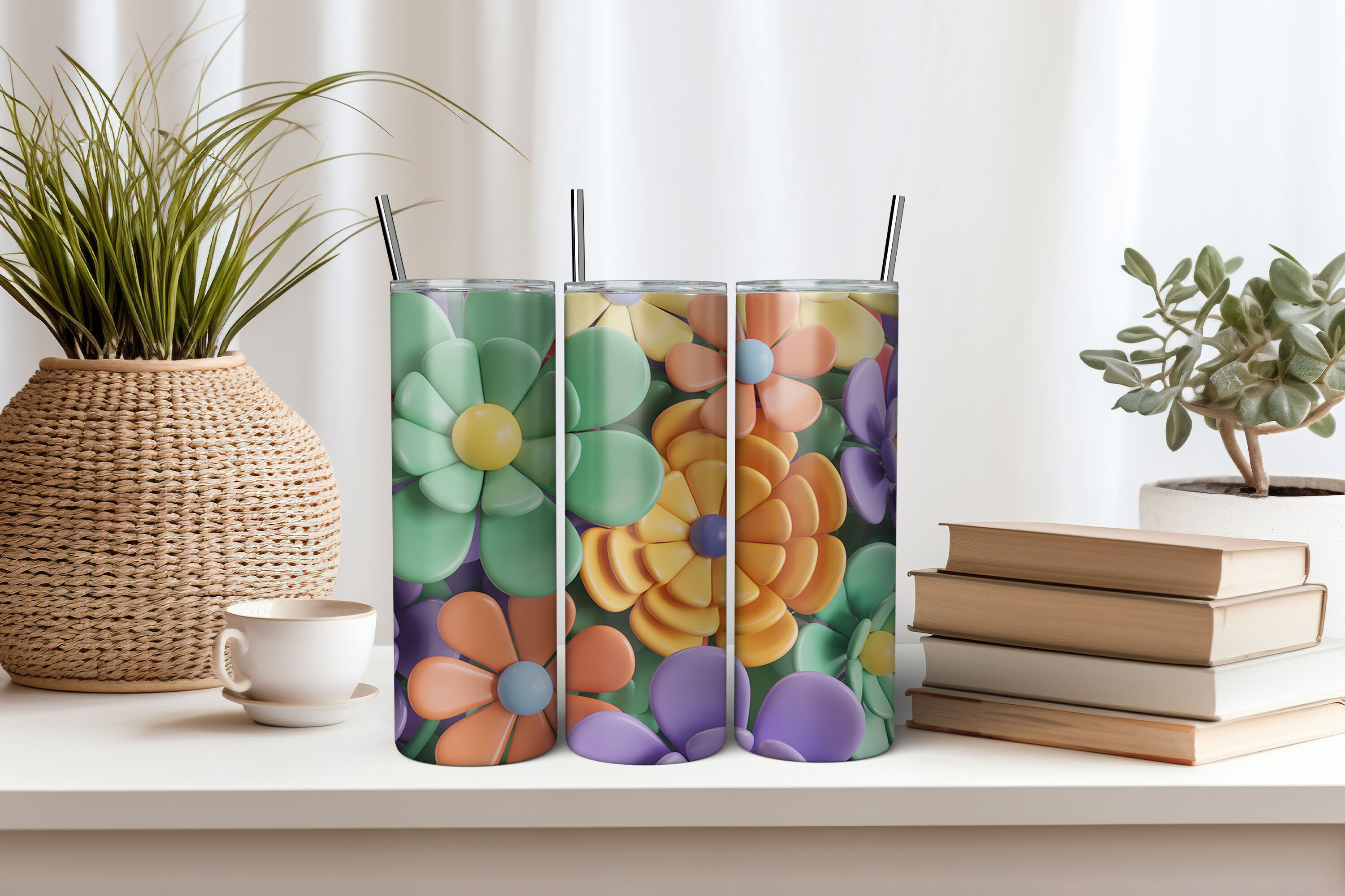 Digital Paper 3D Summer Flowers Graphic by SmMedia · Creative Fabrica