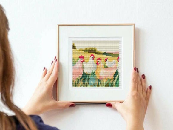Farm Chickens Cross Stitch Pattern PDF
