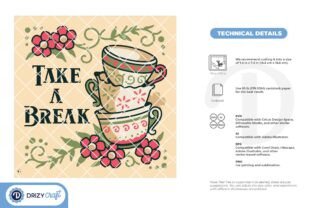 Floral Stack of Tea Cup 3D Shadow Box · Creative Fabrica