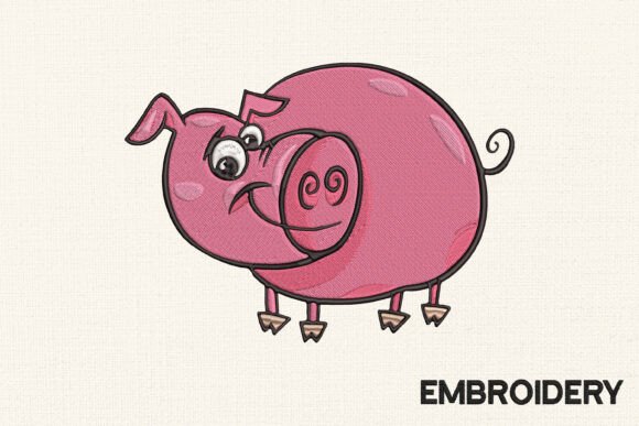 Funny Pig Embroidery Design
