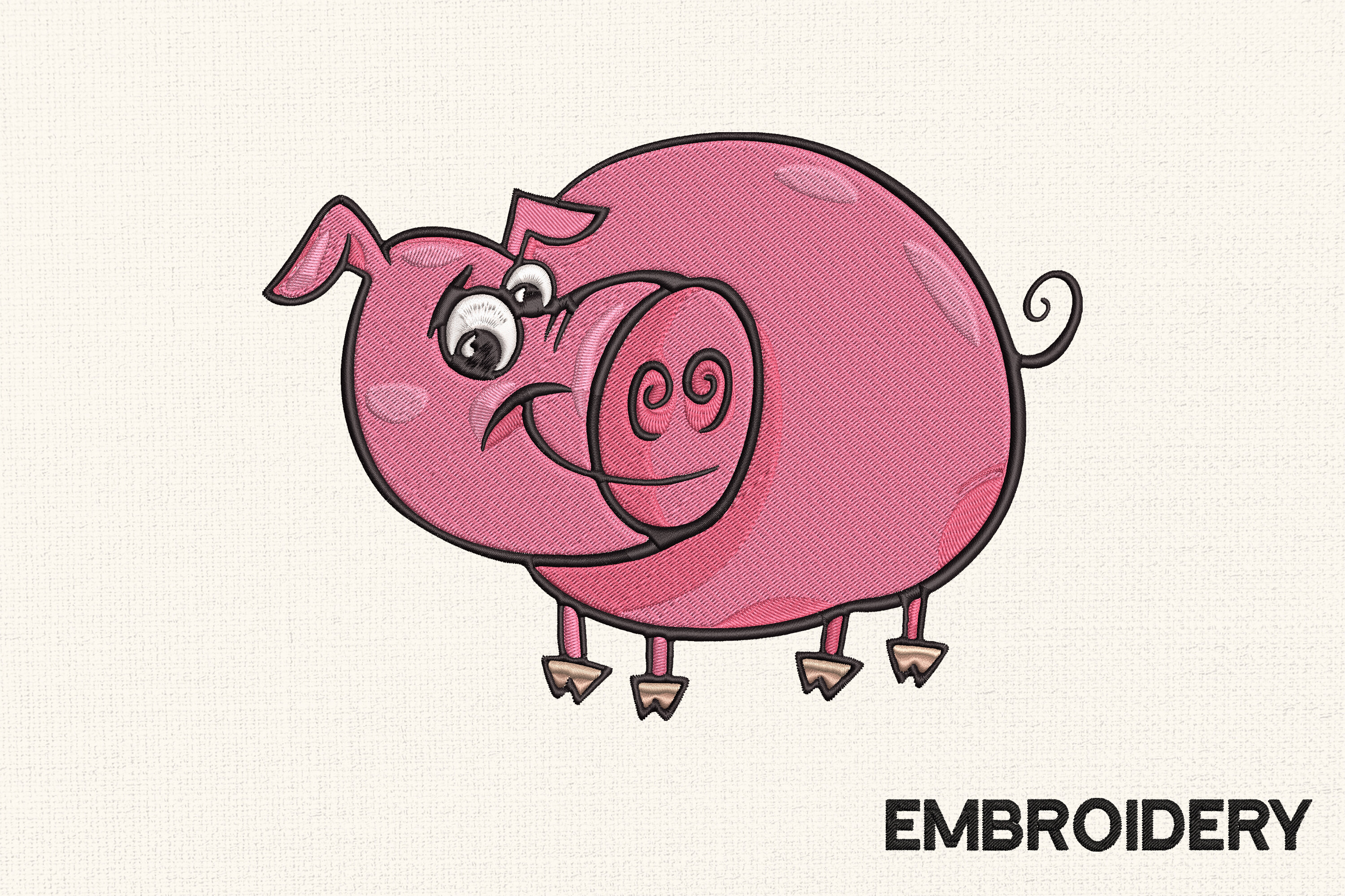 Funny Pig Embroidery Design