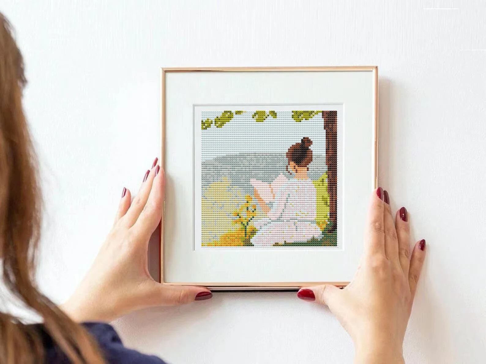 Girl Reading Cross Stitch Pattern PDF Na