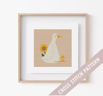 Goose Sunflower Cross Stitch Pattern PDF