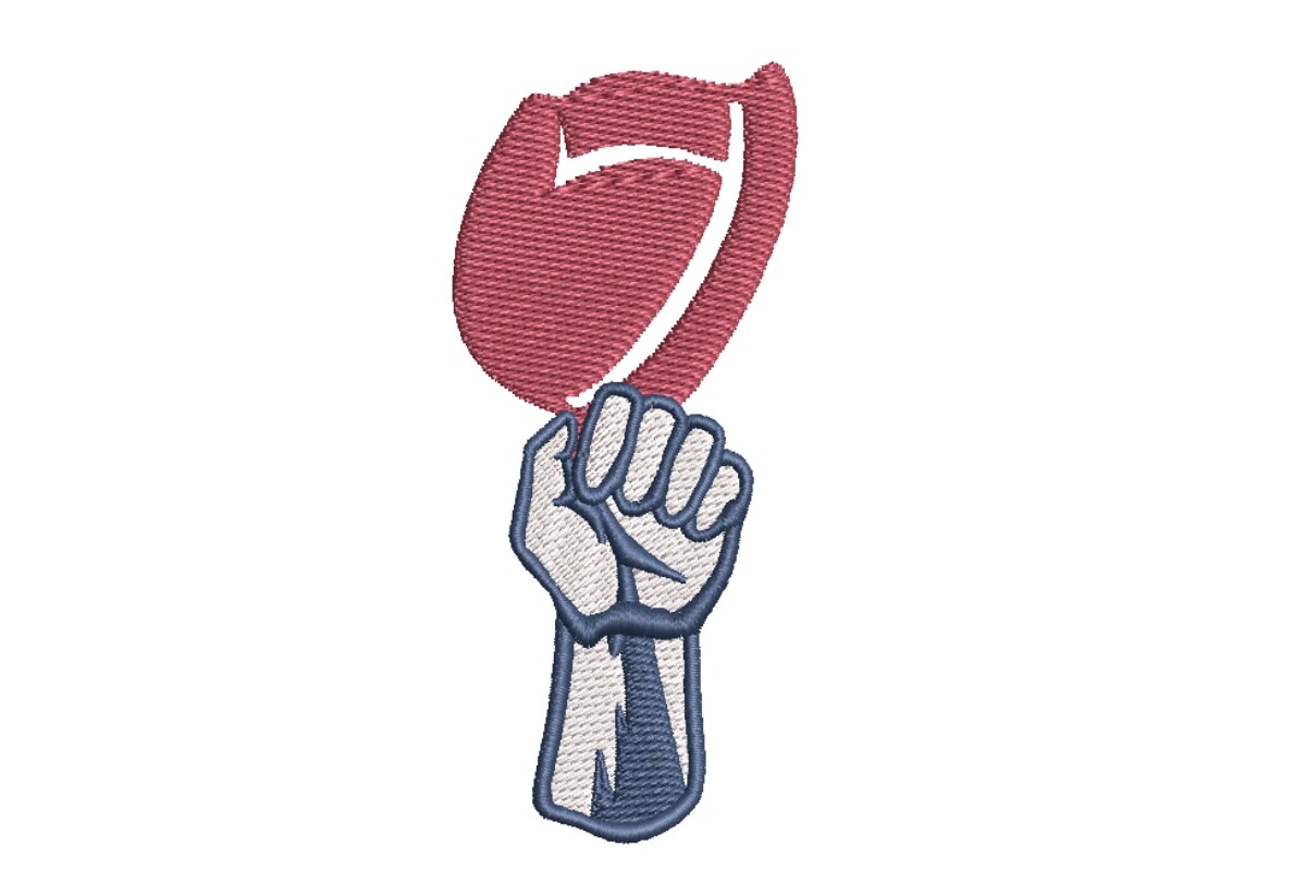 Labor Day Fist with Hard Hat Embroidery Design