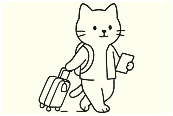 Line Art Cat Traveling Afbeelding Crafts Door muhammadimu2322
