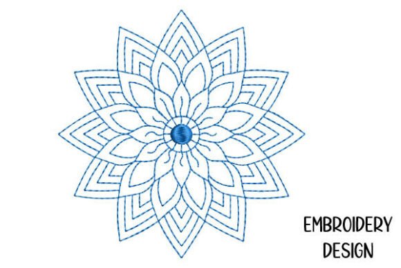 Mandala Line Art Redwork