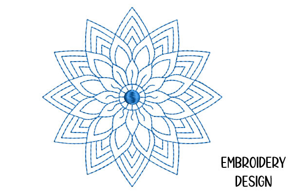 Mandala Line Art Redwork