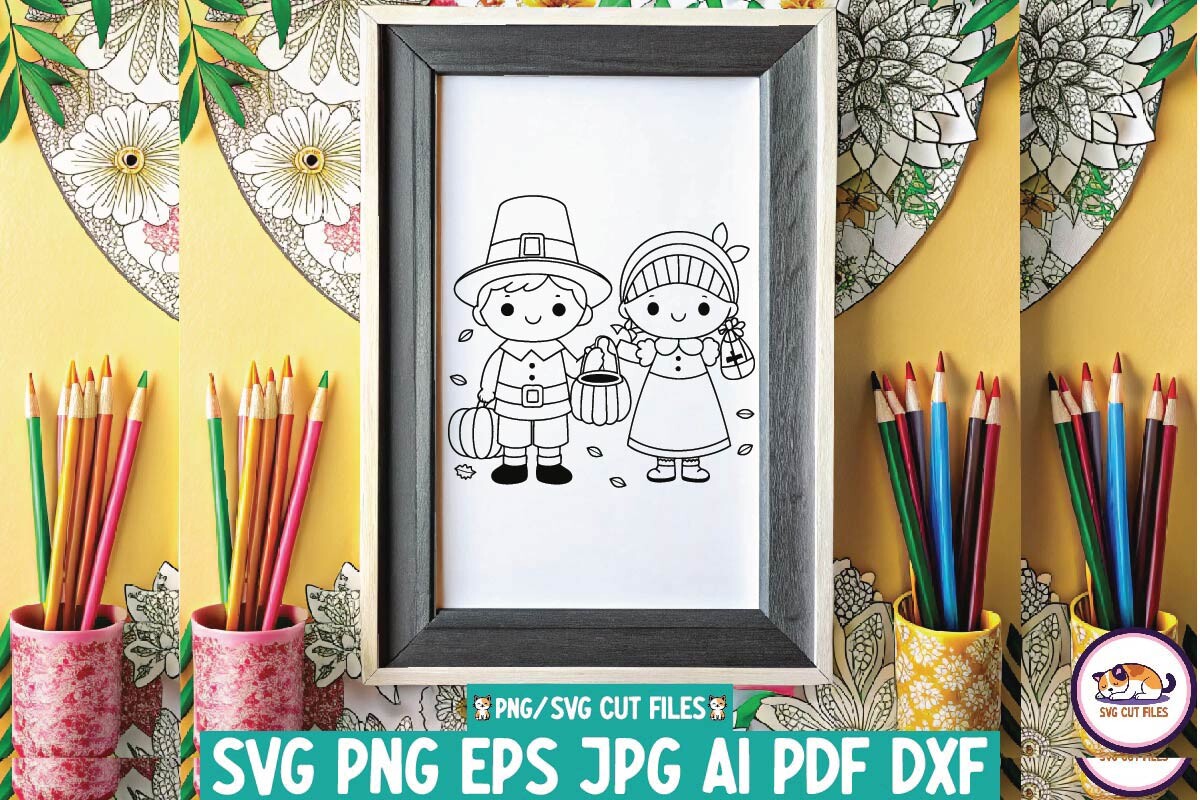 Pilgrim Coloring Book Pages for Kids