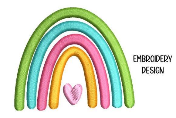 Rainbow with Heart – Satin Stitch