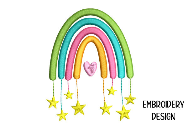 Rainbow with Stars and Hearts