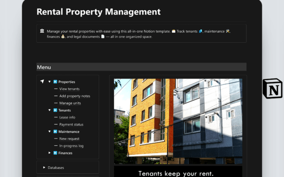 Rental Property Manager - Notion Template