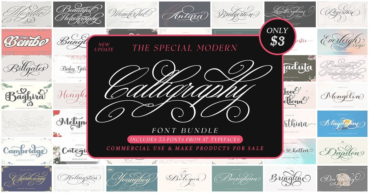 The Modern Calligraphy Font Bundle Bundle · Creative Fabrica