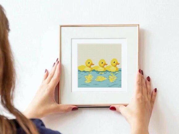 Yellow Ducks Swimming Cross Stitch PDF