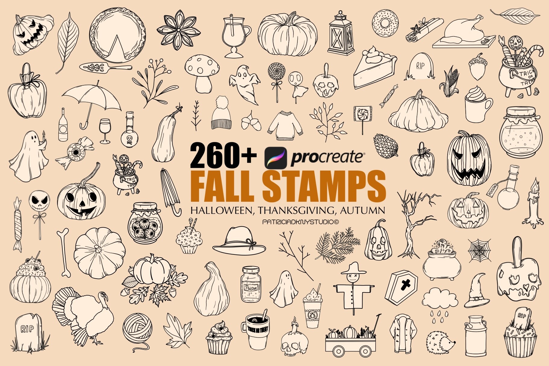 260+ Procreate Fall Stamp Brushes Graphic by PdknyStudio · Creative Fabrica