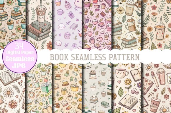 BOOK Seamless Pattern Afbeelding Papieren Patronen Door Designstock
