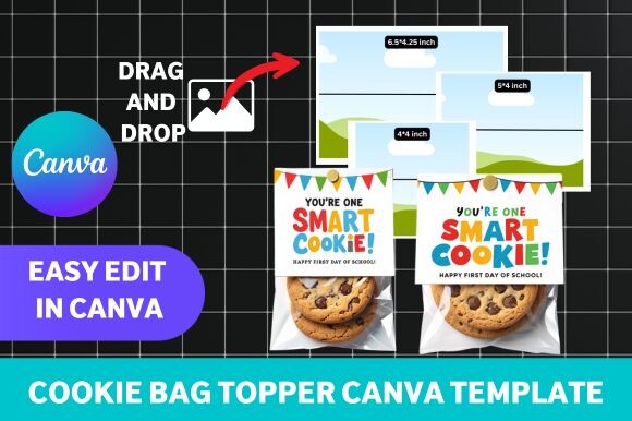 Cookie Bag Topper Canva Template 3 Size