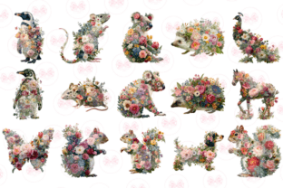 Floral Animals Clipart Graphic by Markicha Art · Creative Fabrica