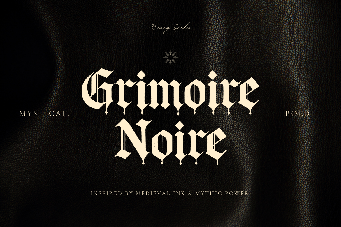 Grimoire Noir font preview, dark fantasy ornate gothic font