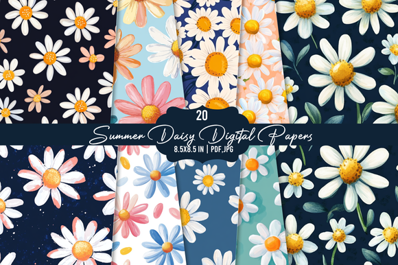 Summer Daisy Digital Papers Graphic by Craft Studios · Creative Fabrica