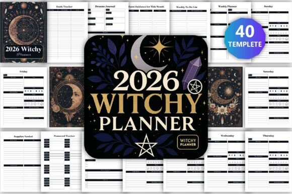 🔮 2026 Witchy Planner Graphic KDP Interiors By munjixpro