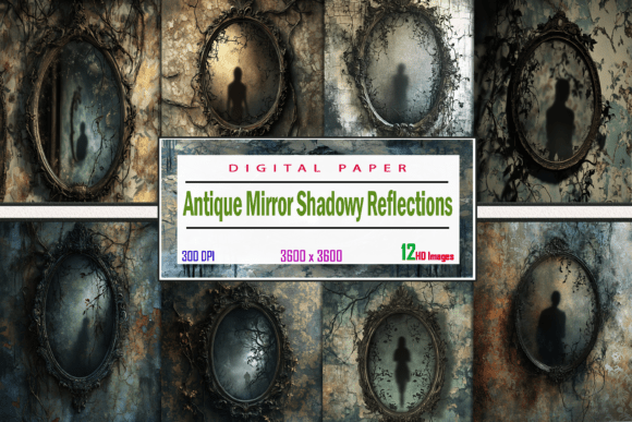 Antique Mirror with Shadowy Reflections