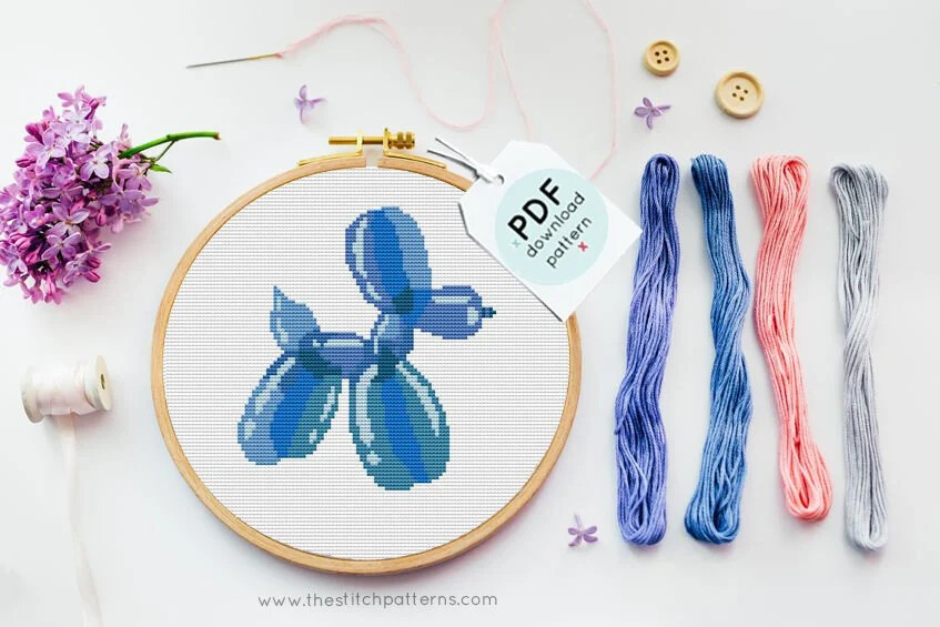 Balloon Dog Cross Stitch Pattern PDF