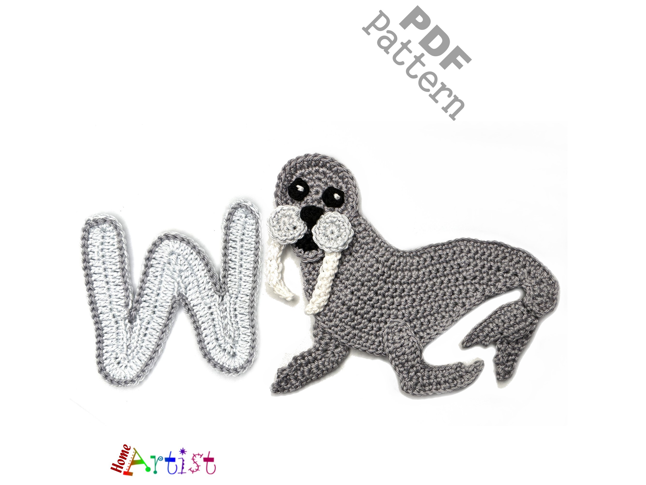 Crochet Animal Alphabet W Walrus Pattern