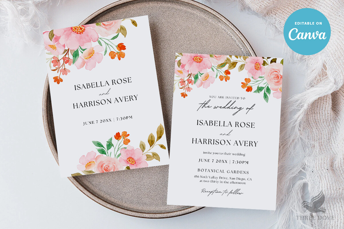 Floral Wedding Invitation Template - 01