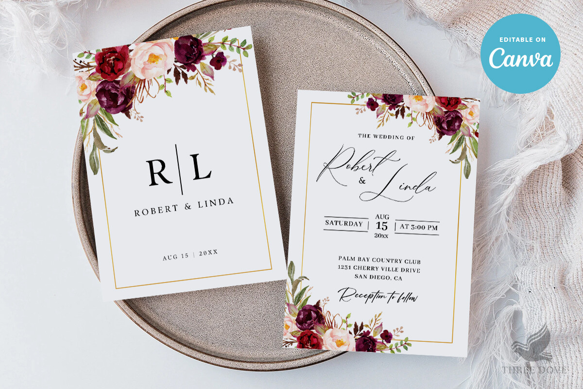 Floral Wedding Invitation Template - 02