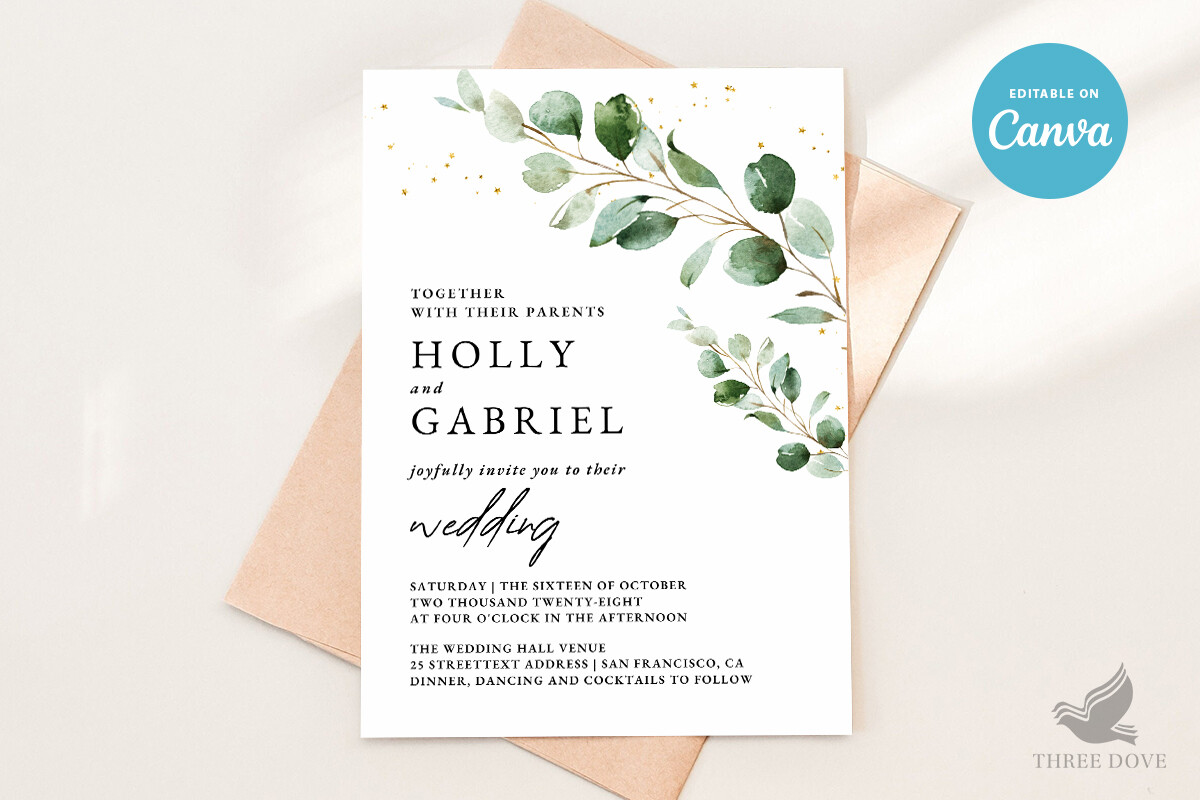 Greenery Wedding Invitation Template