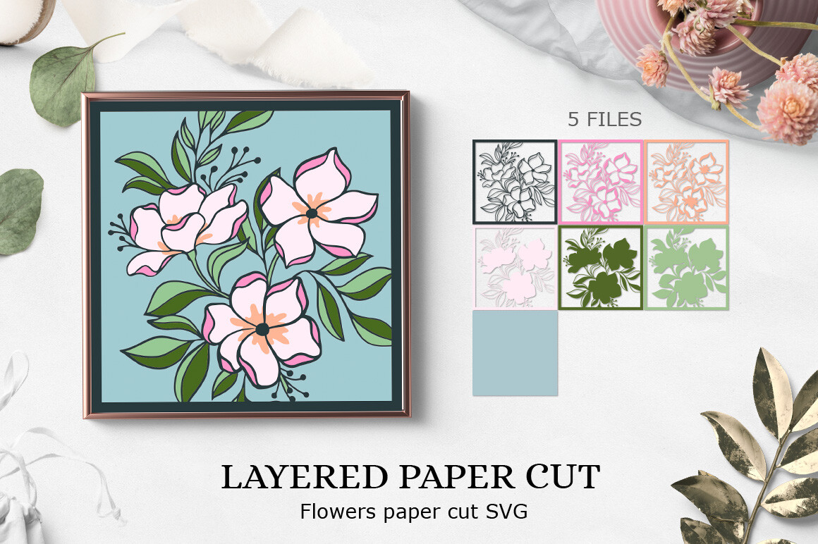 Layered Paper Cut Flowers Svg · Creative Fabrica