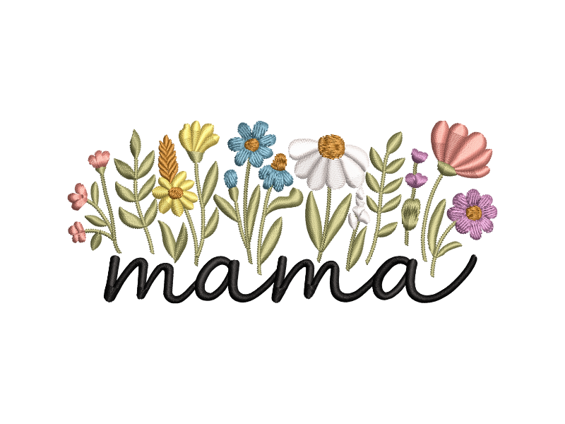 Mama Flower Embroidery Design