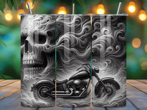 Motorcycle Skull Rider Tumbler Wraps