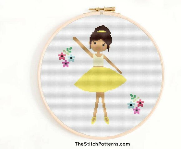 Yellow Ballerina Cross Stitch Pattern