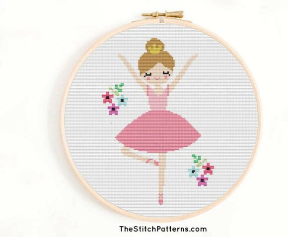 Yellow Ballerina Cross Stitch Pattern