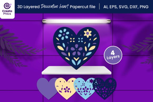 3D Layered Heart · Creative Fabrica