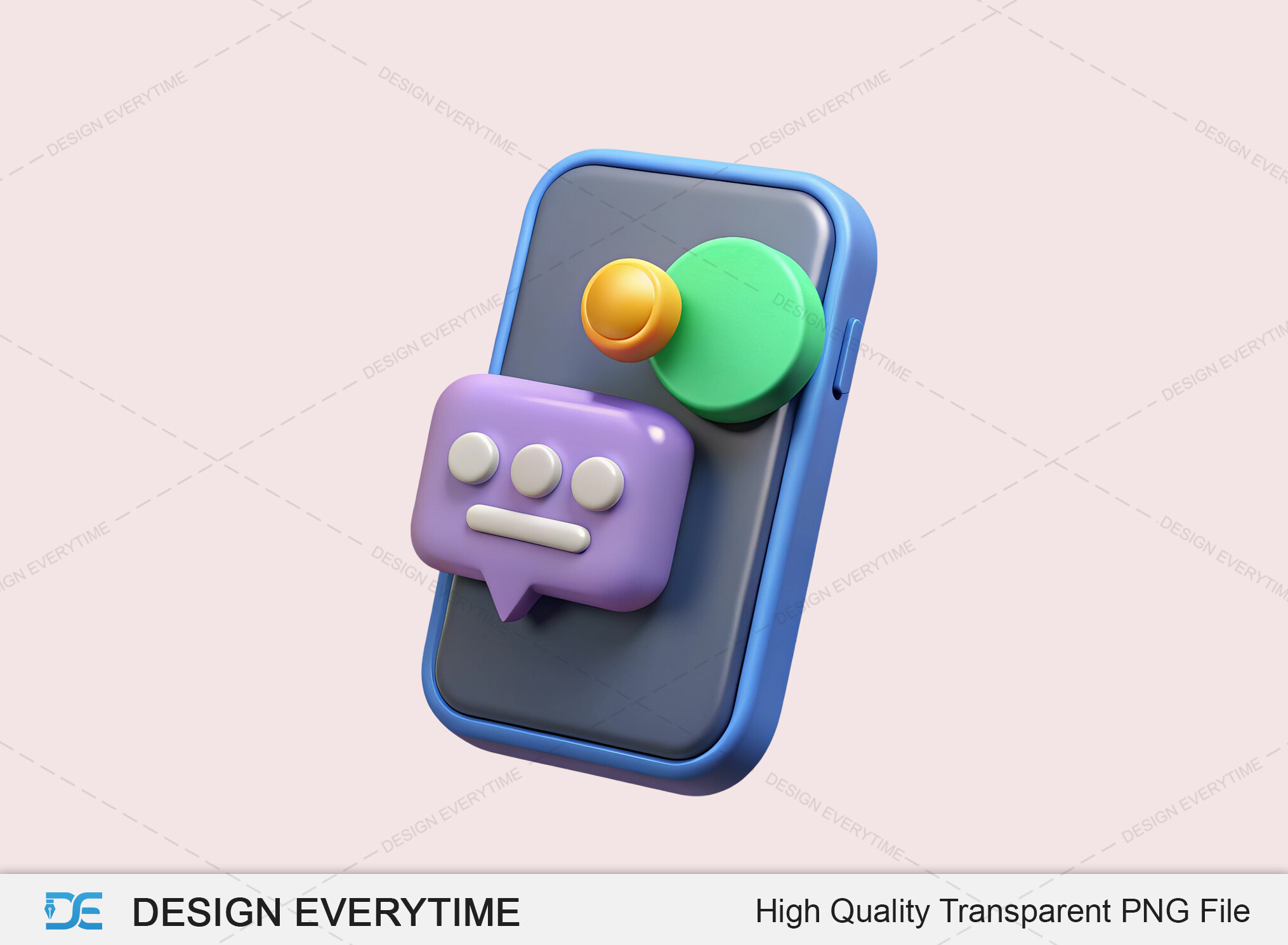3D Smartphone with Chat Bubble and Icons Graphic by DesignEverytime ...