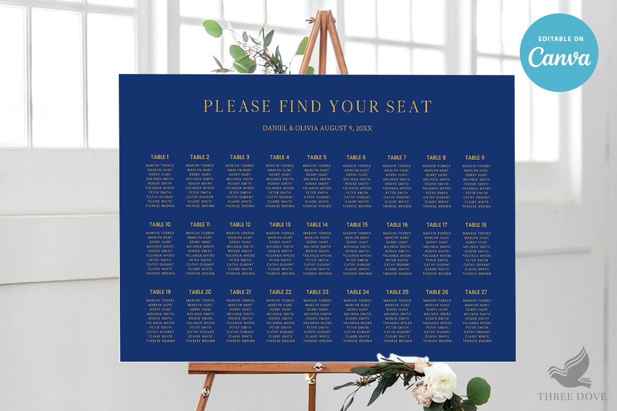 Dark Wedding Seating Chart Template