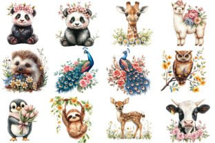 Floral Animals Clipart Graphic by Designworld · Creative Fabrica