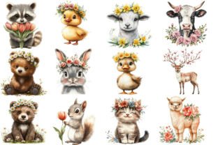 Floral Animals Clipart Graphic by Designworld · Creative Fabrica