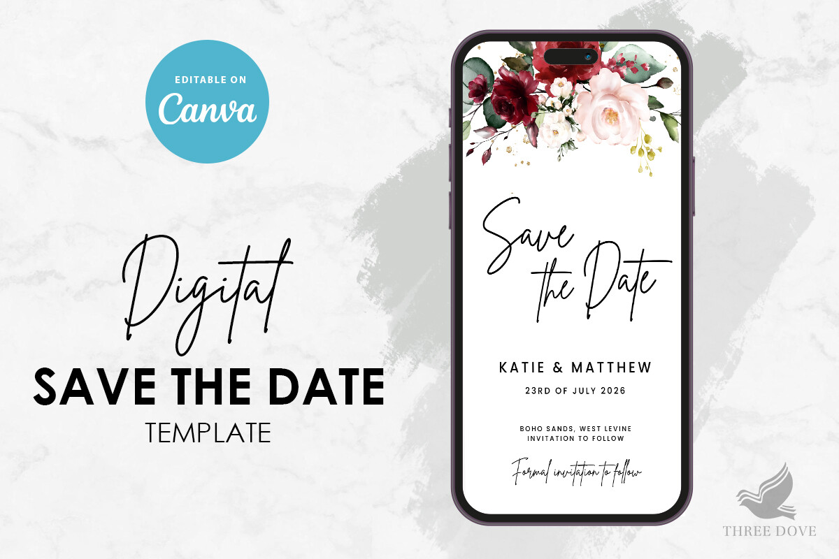 Floral Digital Save the Date Template