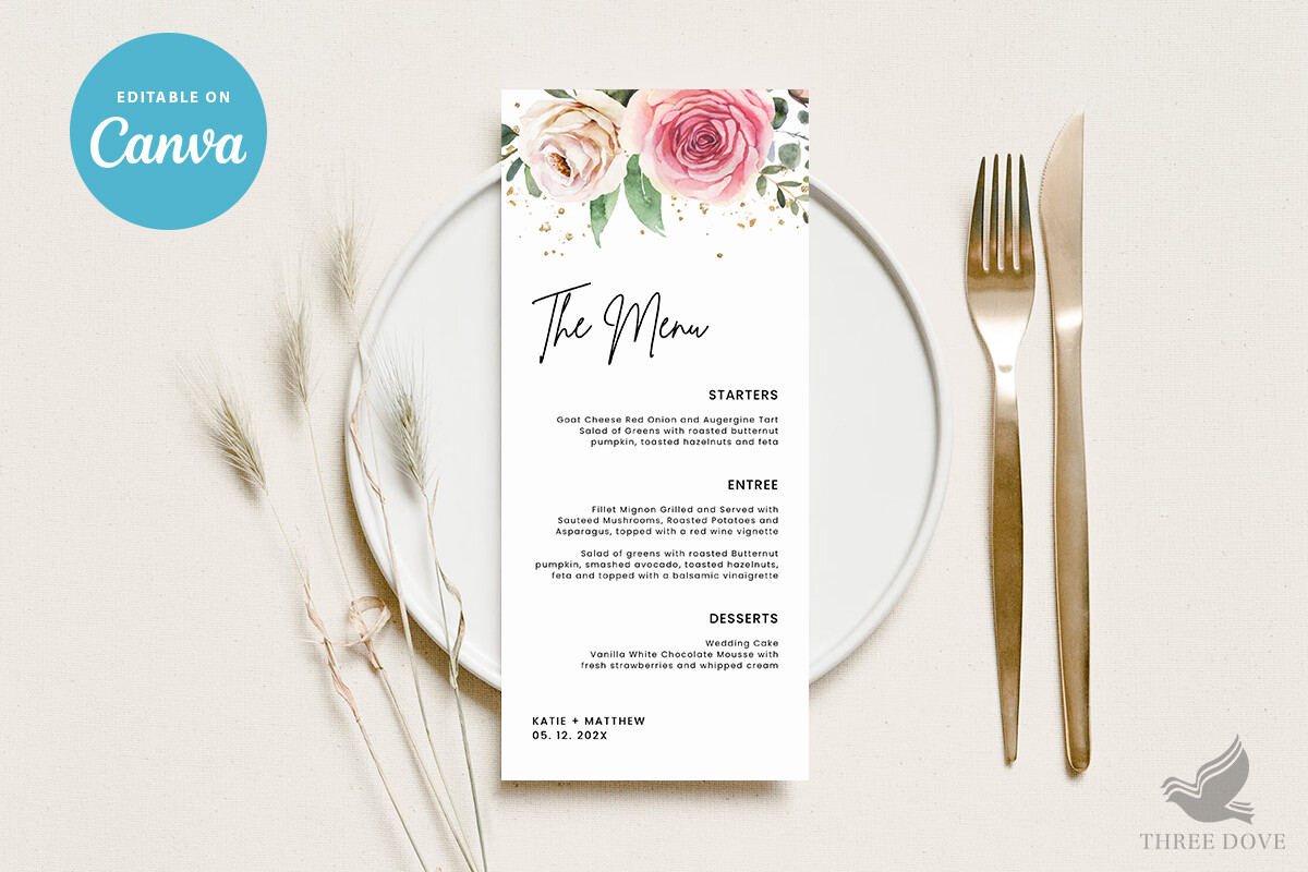 Floral Wedding Menu Template