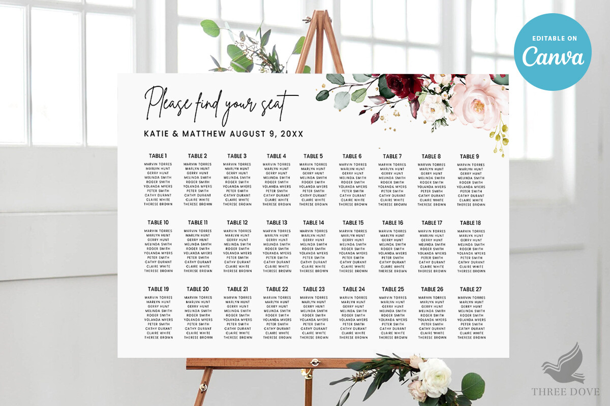 Floral Wedding Seating Chart Template