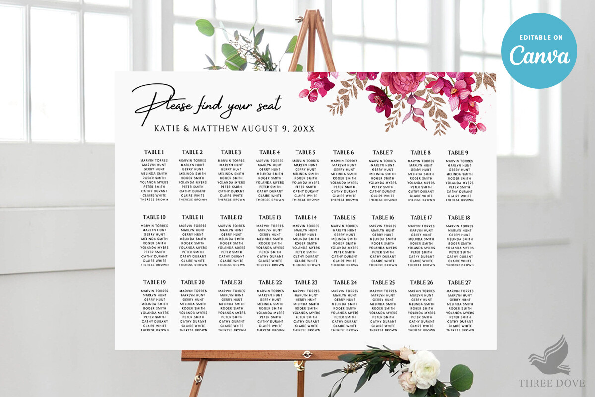 Floral Wedding Seating Chart Template