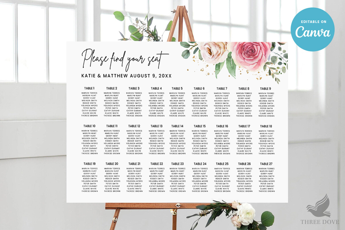 Floral Wedding Seating Chart Template