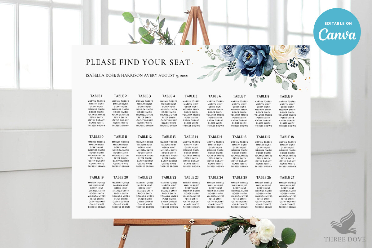 Floral Wedding Seating Chart Template