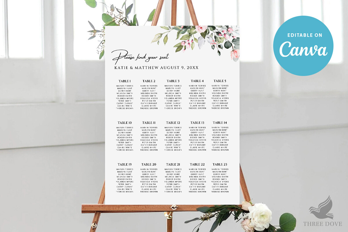 Floral Wedding Seating Chart Template